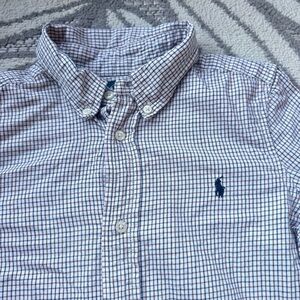 Ralph‎ Lauren Youth Boys Gingham Collared Button Up Casual Dress Shirt Size 6